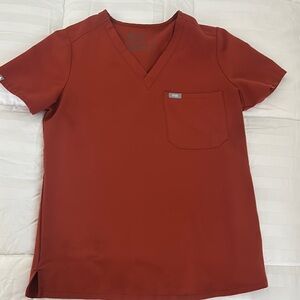 Figs Red Scrub Top